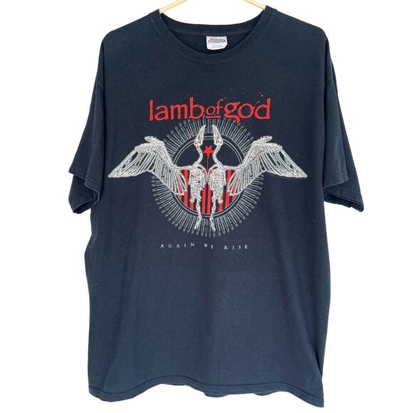 VINTAGE Y2K LAMB OF GOD BAND TEE SHIRT SIZE XL AGAIN WE RISE CLEAN - Picture 1 of 5